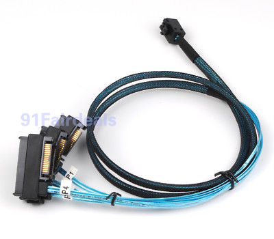 Mini SAS SFF-8643 to 4 SFF 8482 29pin 15pin SAS Power Cable Connectors 1M USA