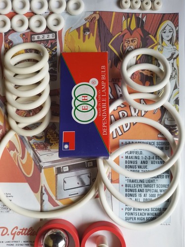 Kit Complet Pour Flipper Gottlieb Roller Coaster – élastiques, Billes Et Ampoules Inclus