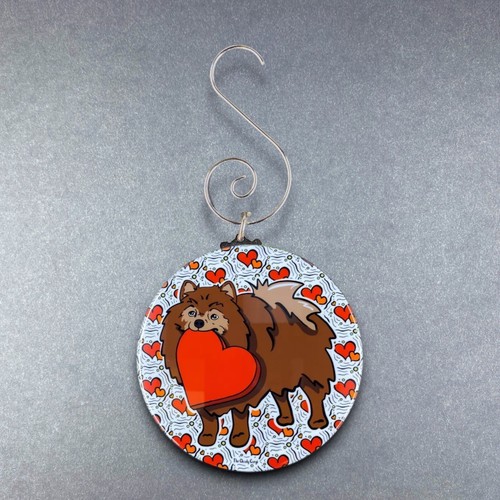 Mini adorno marrón Pomerania día de San Valentín hecho a mano decoración navideña regalo - Imagen 3 de 20
