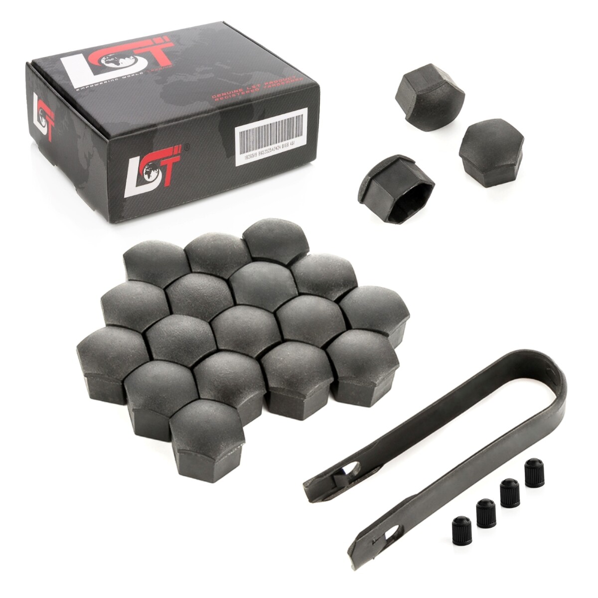 20x Shrouds Wheel Screw Caps Wheel Bolt Set Black Rough 0 21/32in for Lancia