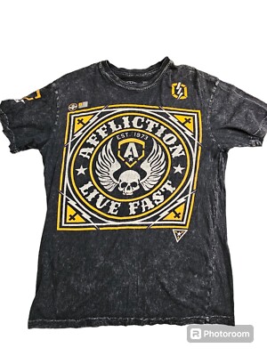 Vintage Affliction Tee Shirt Skull Wings Medium Distressed