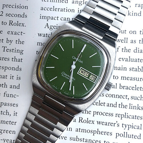 Vintage Omega Seamaster T Automatic Day G Green White Custom Dial 1020 vintage-omega-seamaster-t-automatic-day-g-green-white-custom-dial-1020