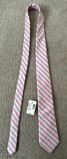 SAKS FIFTH AVENUE Pink / Blue Mens Classic Silk Tie Necktie