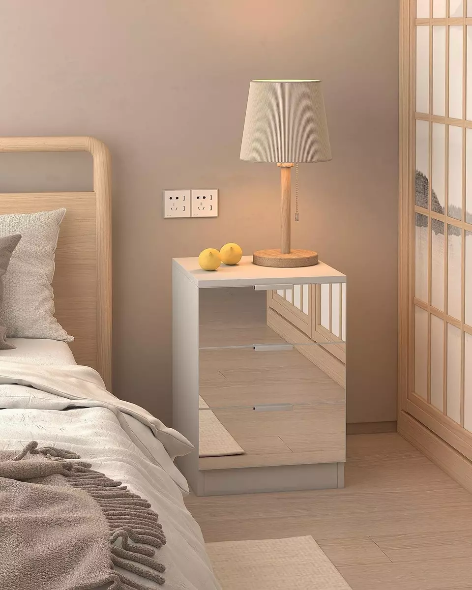 Brown mirrored nightstand online