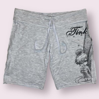y2k disney tinker bell graphic bermuda sweat shorts size medium drawstring waist