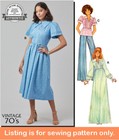 Sewing Pattern Sew Womens Clothes Clothing 70s Dress Top Retro Pleated Long 8569
