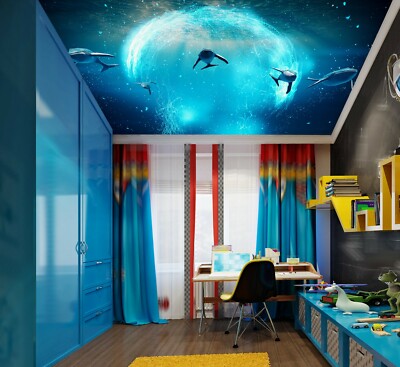 3D Planet Shark ZHU676 Ceiling Wall Paper Wall Print Decal Wall Deco Zoe
