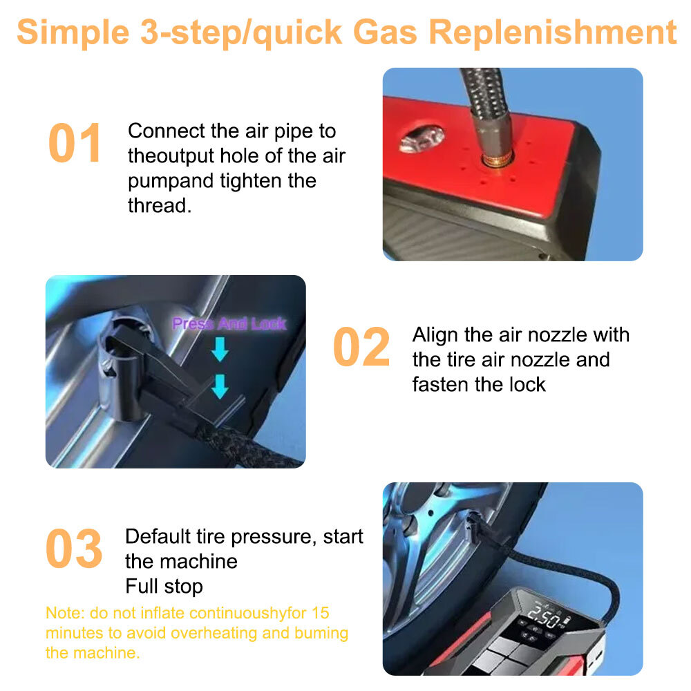 99800mAh Car Jump Starter with Air Compressor Battery Jumper Box Charger Booster