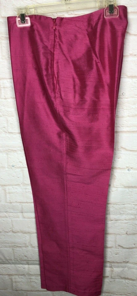 Pantalones de Seda Cortos Lauren Ralph Lauren 12 Rosa 36x27" Talle Alto Cremallera Lateral Brillante EUC Foto 3 de 4