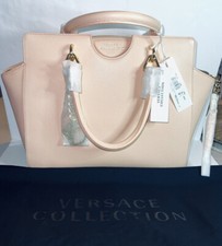 Versace Collection Pebbled Pink Leather Tote Bag Lbf0488s-lval Large Vitello Nwt