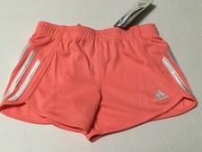 Adidas Girls XS Y Stripe Mesh Shorts - Acid Red