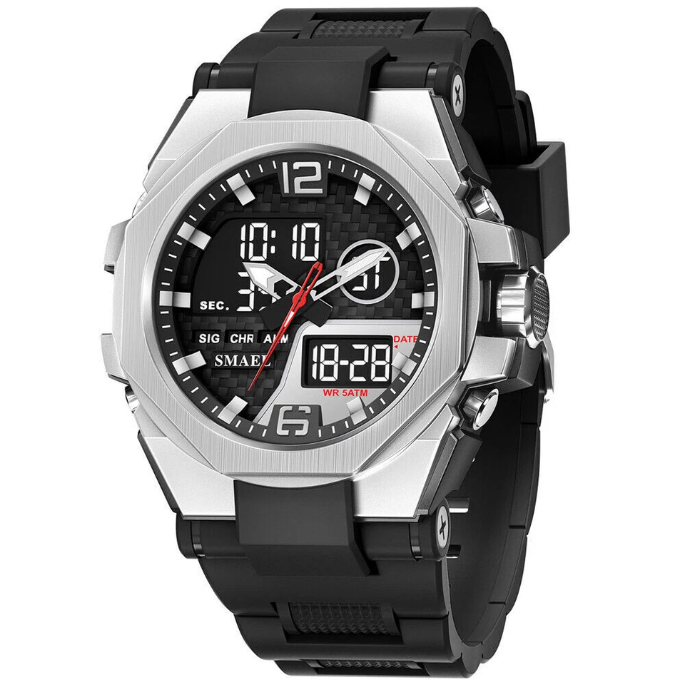 NEW Men Sport Watch Military Outdoor Digital Quartz Watch Boys LED Wristwatch - image 2 of 4