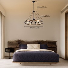 31.5 inch Large Chandelier for Living Room, 6-Light Metal Light Fixture 110V