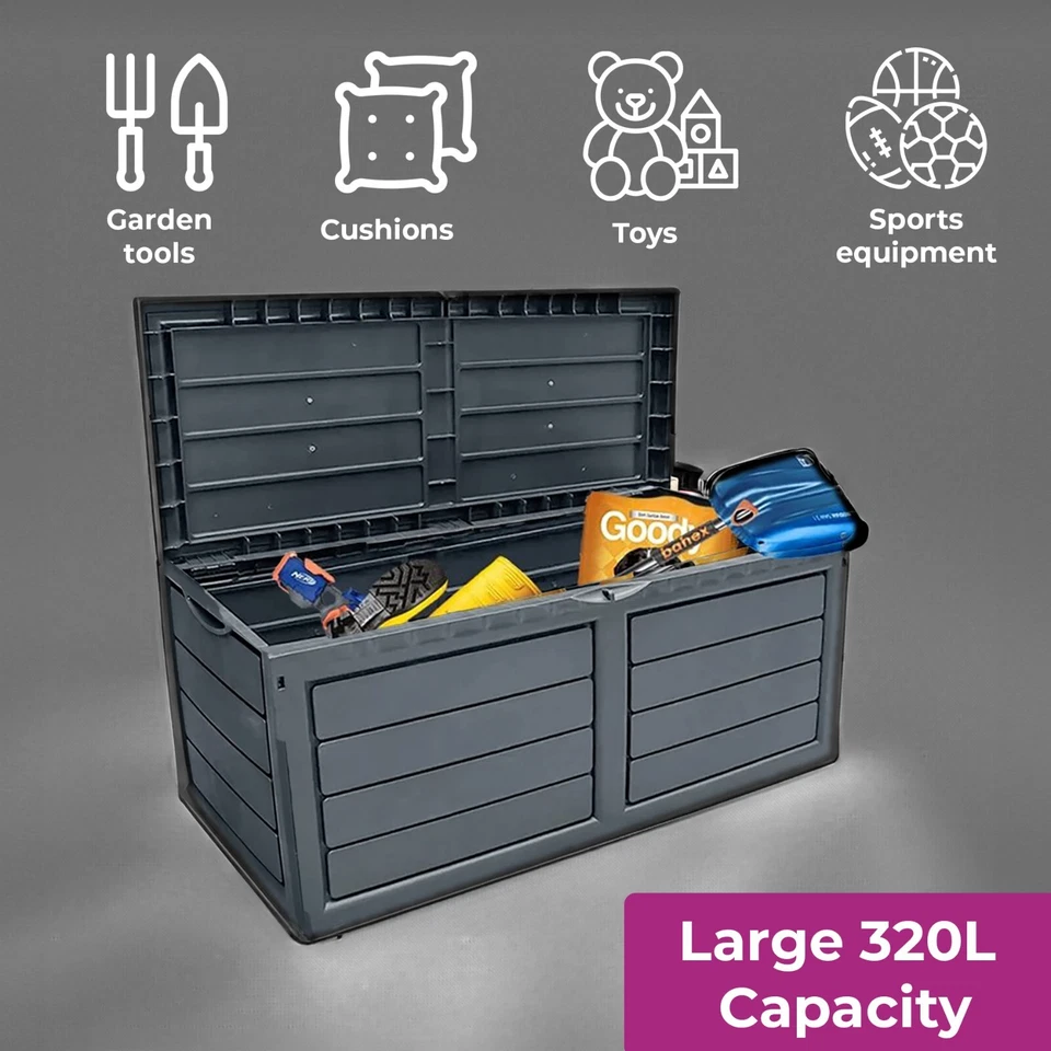 Plastic Storage Box 320L Dark Garden Grey Outdoor - Image 3 of 4