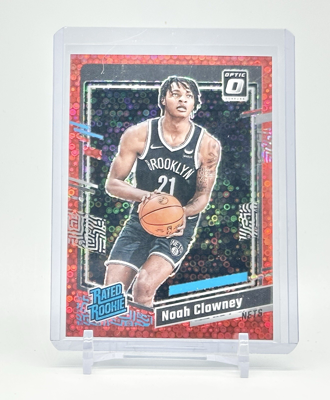 2023-24 Optic Fast Break Noah Clowney Rated Rookie Red Disco Holo Prizm #/75