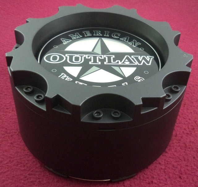 American Outlaw Wheels Gloss Black Custom Wheel Center Caps Set of 4