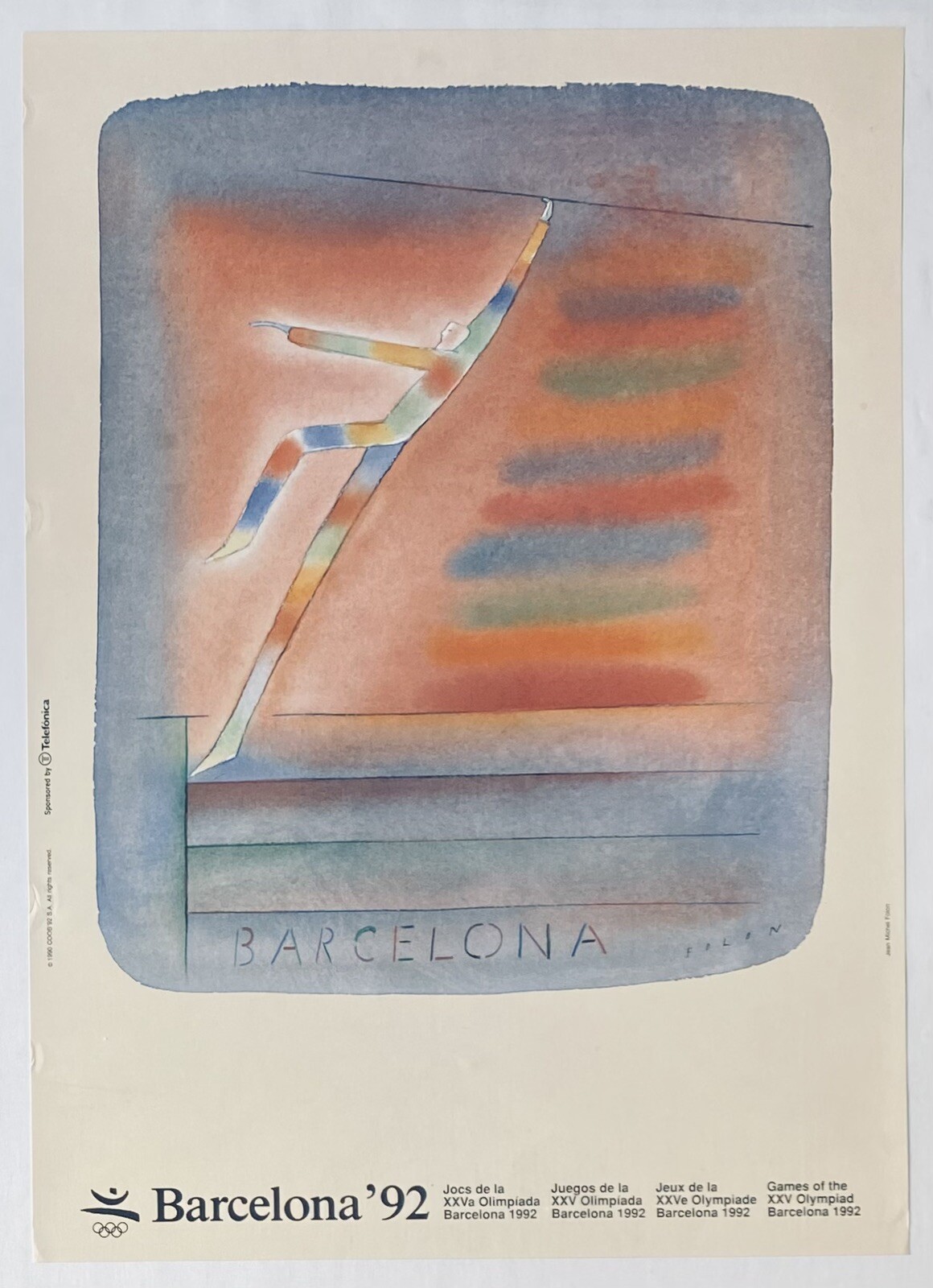 Vintage 1992 Barcelona Olympics High Jump Retro Wall Poster  