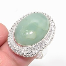 Natural Green Aventurine Gemstone 925 Sterling Silver Jewelry Ring Size 7 USA 