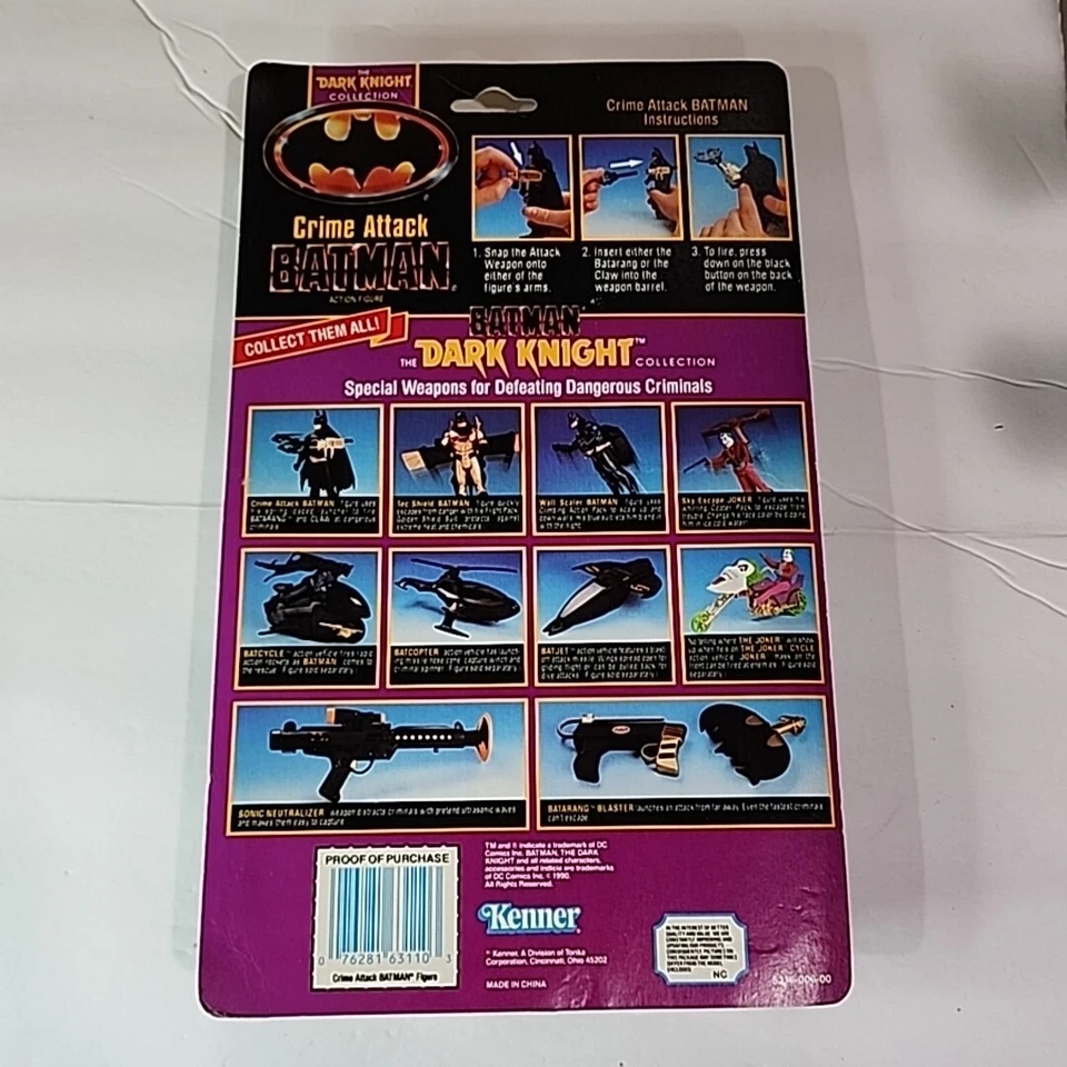 1990 Batman Dark Knight Collection MOC 5" Crime Attack Batman Figure Kenner - Image 3 of 4