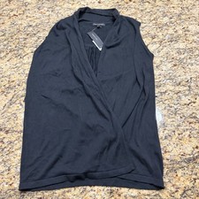 Banana Republic Black Sleeveless Open Front Draped Cardigan Vest XS/S NWT