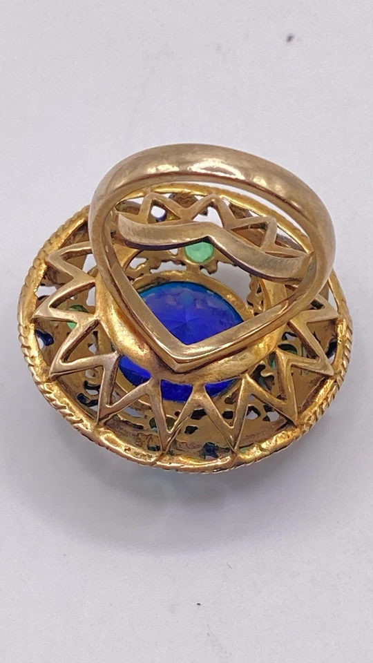 ANILLO DE CÓCTEL SAJEN CUARZO AZUL PROFUNDO/VERDE Y BRONCE TALLA 8,75 Foto 4 de 4