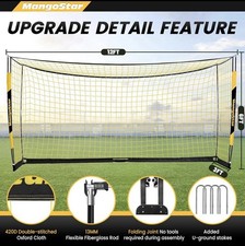 MangoStar Soccer Goal, 12X6 FT Soccer Goal for Backyard Portable Net Collapsi...