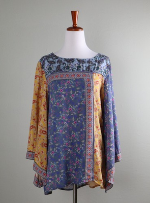 #ad #ad SUNDANCE Catalog $138 Mixed Patchwork Floral Paisley Print Top Size Small $27.99