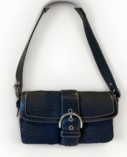 COACH Vintage Y2K Soho Signature Pocket Buckle Flap Shoulder Bag Black 1444