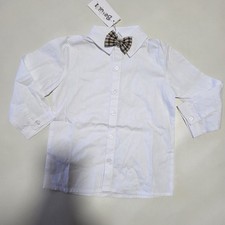 Baby Toddler Boy Formal White Button-Down Dress Shirt with a Colored Bow Tie 3T.
