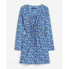 J.crew Women's Blue Floral Long Sleeve Tiered Tie-Front Dress Size XS.