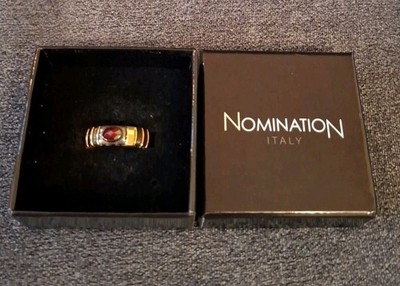 Damen Nominations Ring Mit Rotem Stein, Neu