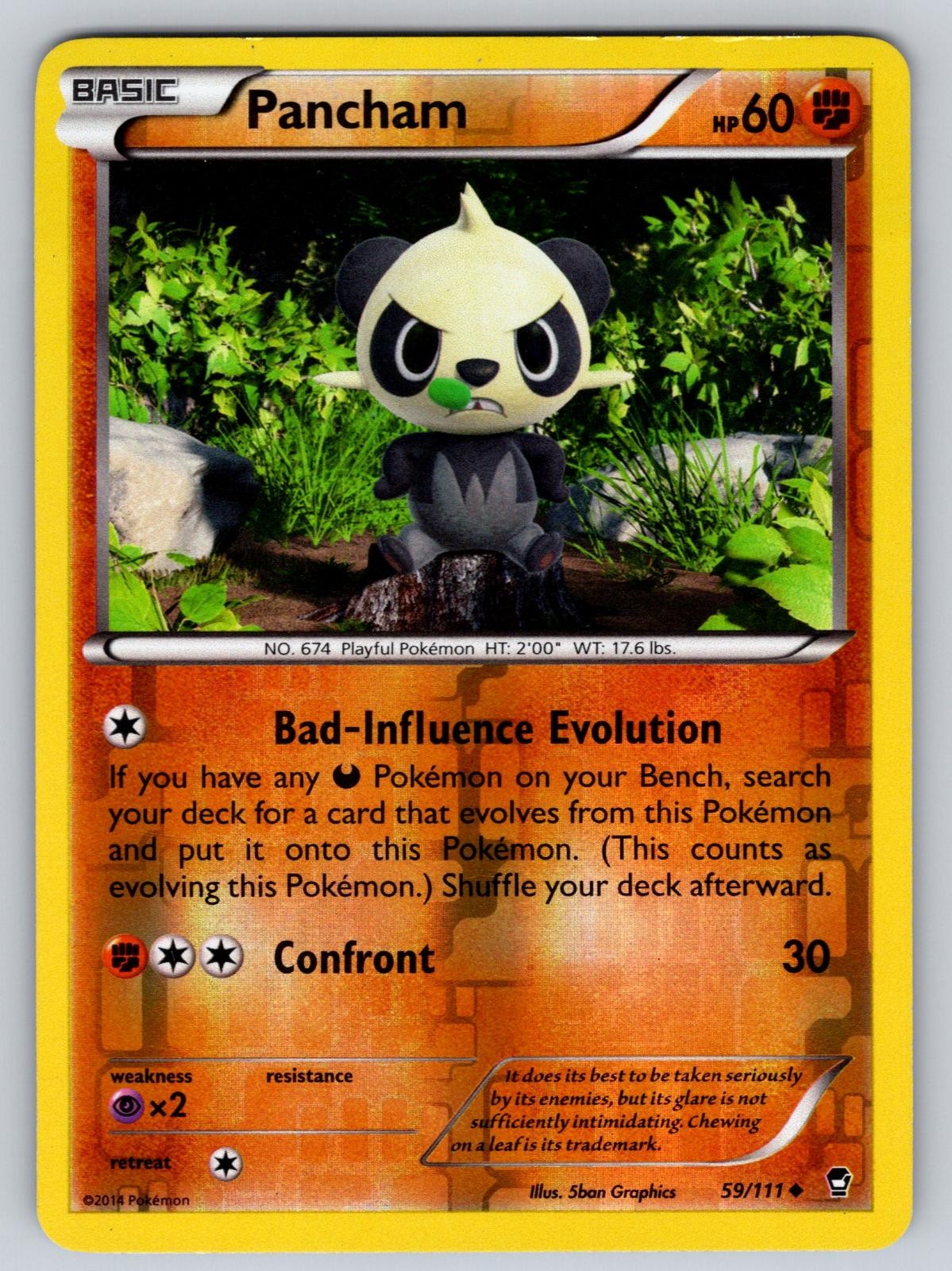 Pancham 59/111 Reverse Holo Uncommon Furious Fists Pokemon Lightly Played