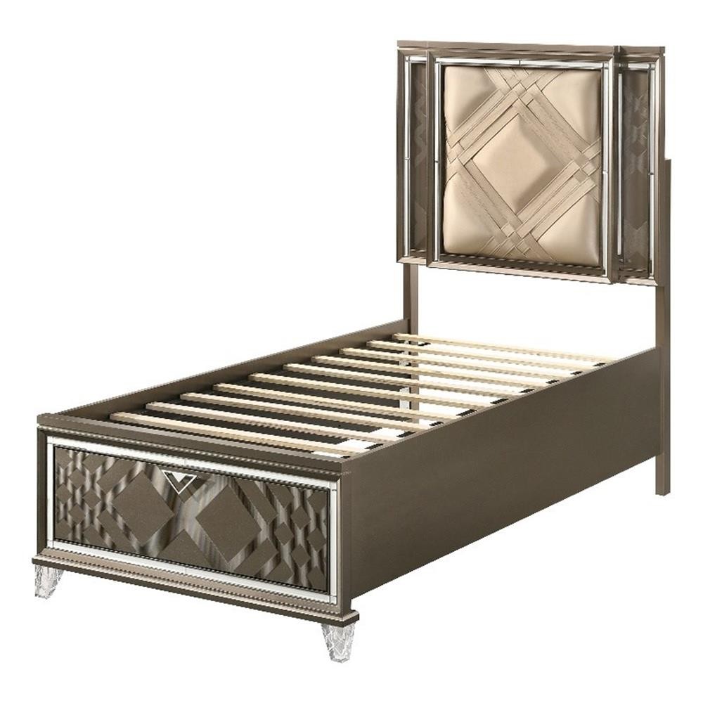 ACME Skylar Faux Leather Full Storage Bed with LED in Dark B