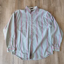 Vintage 90s Eddie Bauer Rufton Stripe Pastel Easter Color Button Down Shirt Size