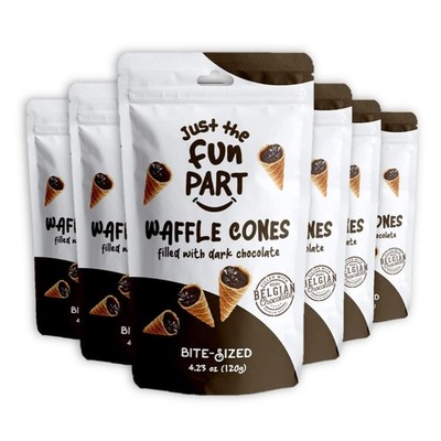 Just The Fun Part Waffle Cone Mini Dark Chocolate 4.23 oz (Pack of 6)