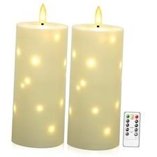 10" x 4" Large Outdoor Waterproof Flickering Flameless Candles with Ivory
