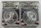 (2 Coin Set) 2023 $1 American Silver Eagle ANACS MS70 T1 & T2 First Day of Issue
