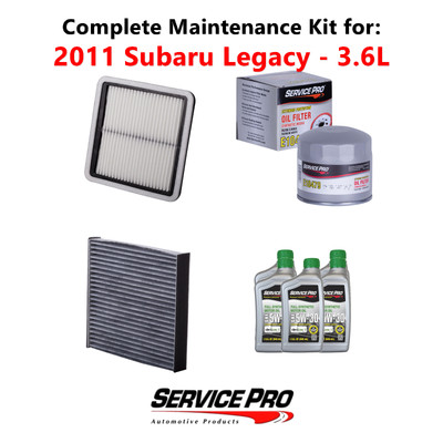 2011 Subaru Legacy 3.6L Complete Cabin, Air & Oil Filter Kit (5W-30)