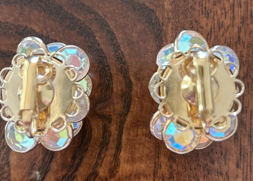 金色镶边水晶耳环 出色的设计和质量 — 第 4/4 张图片