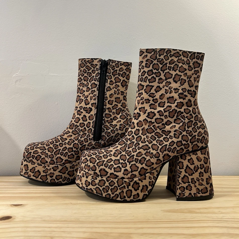 Botas de plataforma con estampado de guepardo leopardo Deadstock años 90 Baddie Bratz para mujer 7,5 Foto 4 de 4