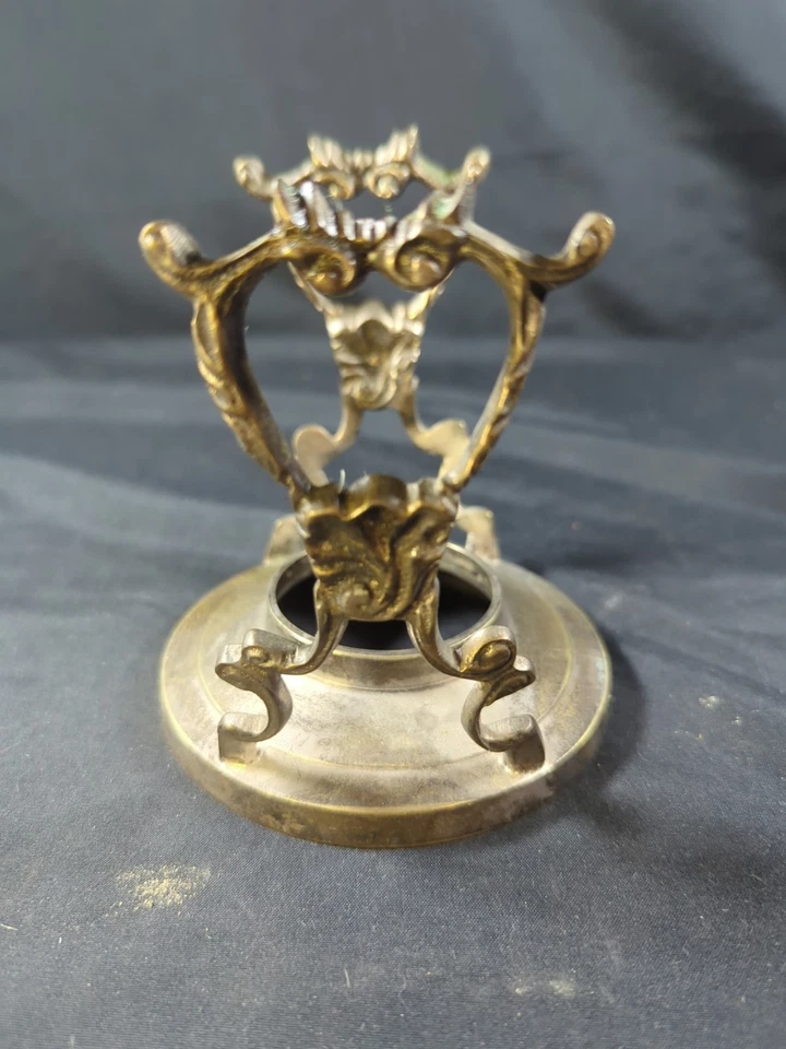 Vintage Gold Rustic Worn gravy boat with Swivel warming stand ( No Cup) Unique - Image 4 of 4