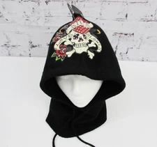 Ed Hardy Women’s Black Balaclava/Hood/Neck Gaiter "Love Kills Skull" NEW