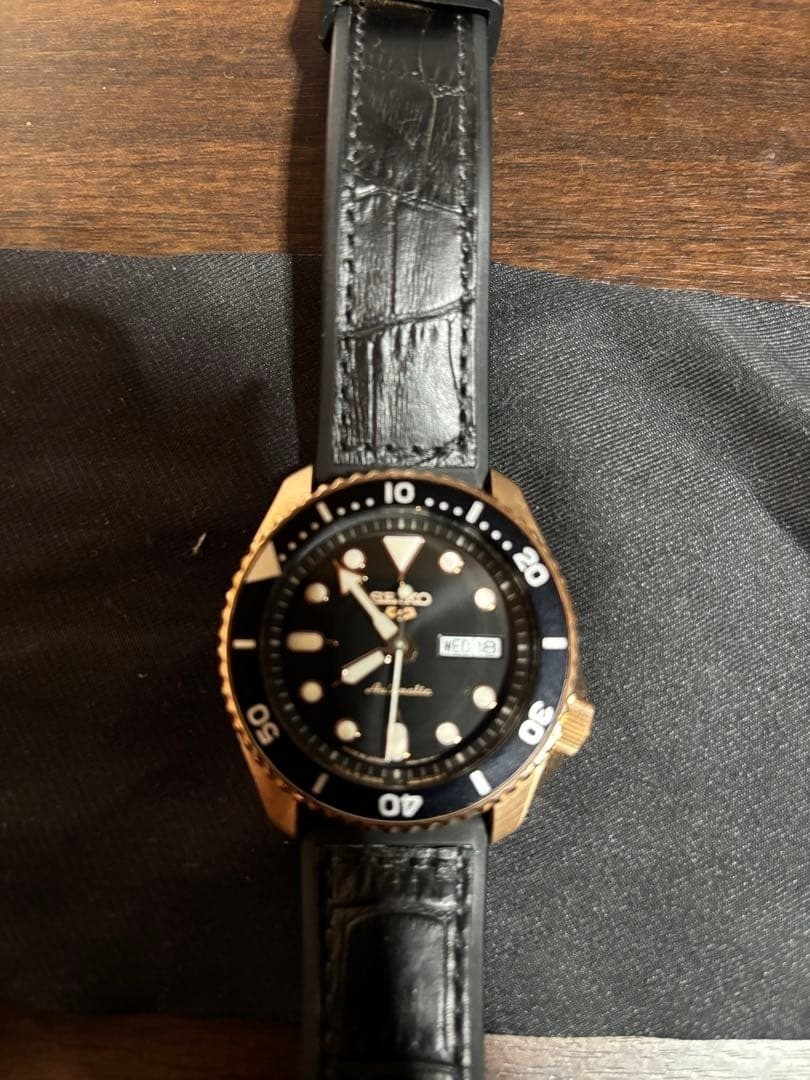 USED SEIKO 5 SPORT SBSA028 Diver Automatic Black x Gold Watch Japan Authentic image 2