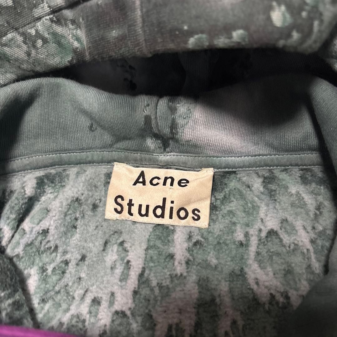 Acne Studios Green Printed Dye Hoodie Sweatshirt Cotton Pullover Men's Size M image 8