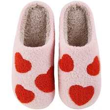 HIPINISS Pink Heart Slippers Valentines Slippers House Slipper for Women Men ...
