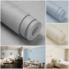 Plain Grey Textured Wallpaper Embossed Thick Woven Linen Effect Wall Paper 1-6X