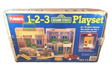 Vintage 1986 Playskool 1-2-3 Sesame Street Playset W Figures Accessorie Box