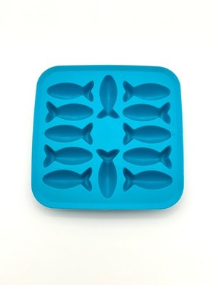 IKEA Fish Ice Cube Tray Mold Blue Silicone 7x7 