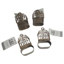 Dii For Home NOS Bird Cage Napkin Rings Lot Of 4 New W Tags Made In India Metal