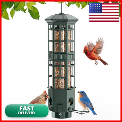 Wlnyugs Squirrel Proof Bird Feeder For Outdoors Resistant 3 Port Gravity Spring